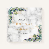 Livre d'hôtes mariée douche marbre eucalyptus or (Devant)