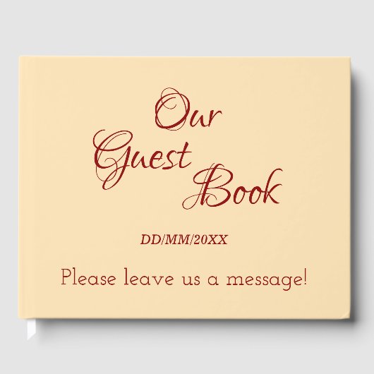 Livre d'hôtes minimal Beige, Rouge foncé Générique (Recto)