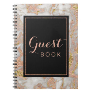 Livre d'hôtes moderne Faux Rose Gold Marble Mariag