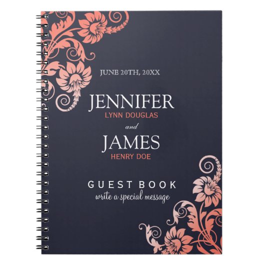 Livre d'hôtes Personnalisable Coral et Mariage Ble (Devant)