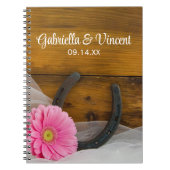 Livre d'hôtes Pink Daisy Horseshoe Western Mariage (Devant)
