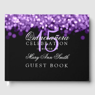 Livre d'hôtes Quinceanera Purple Lights