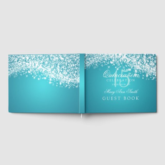 Livre d'hôtes Quinceanera Sparkling Wave Turquoise (Complet)