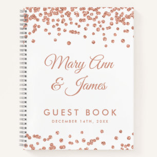 Livre d'hôtes Rose Gold Parties scintillant Confet
