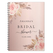 Livre d'hôtes rose or floraux pampas Fête des mari (Devant)