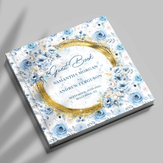 Livre d'hôtes sur mesure Pastel Blue Gold Parties