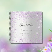 Livre d'hôtes Sweet 16 argent violet parties scint