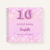 Livre d'hôtes Sweet 16 confetti rose nom (Devant)