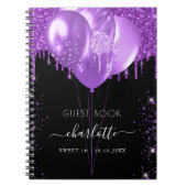 Livre d'hôtes Sweet 16 noir violet nom de la parti (Devant)