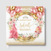 Livre d'hôtes Sweet 16 Robe Rose Bleue Or (Recto)