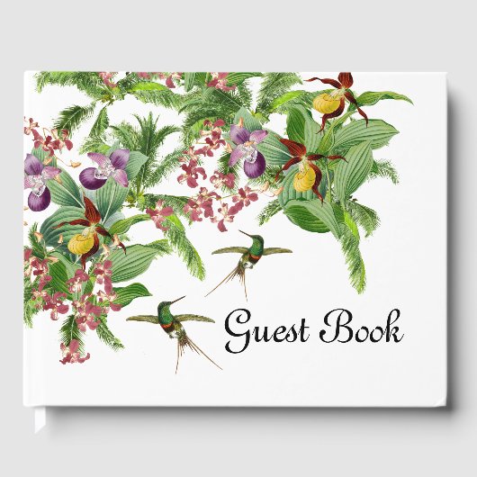 Livre d'hôtes Tropical Hummingbird Bird Orchid Flo (Recto)