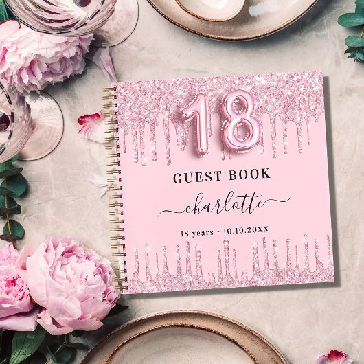 Livre d'invité 18e anniversaire blush rose nom de 
