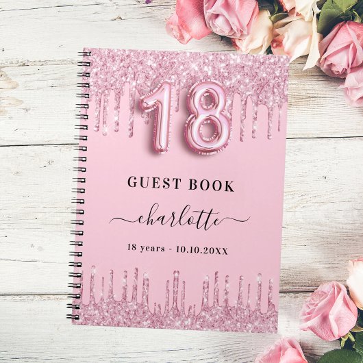 Livre d'invité 18e anniversaire rose parties scint