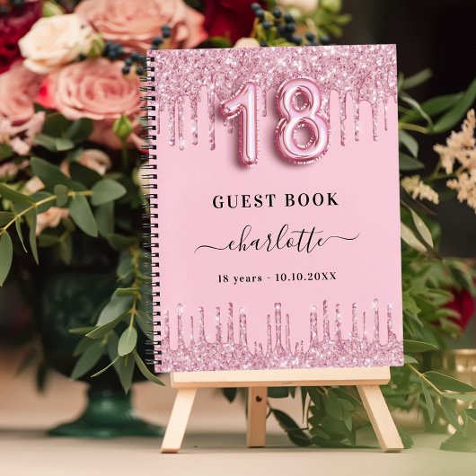 Livre d'invité 18e anniversaire rose parties scint