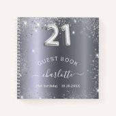 Livre d'invité 21e anniversaire argent nom de part (Devant)