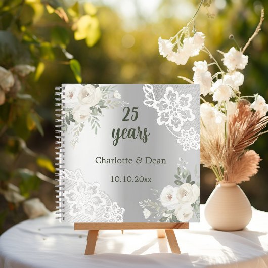 Livre d'invité 25e anniversaire mariage florale d'