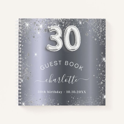 Livre d'invité 30e anniversaire argent nom de part (Devant)