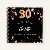 Livre d'invité 30e anniversaire noir rose étoiles  (Devant)
