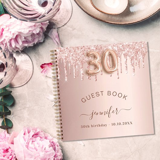 Livre d'invité 30e anniversaire rose gouttes parti