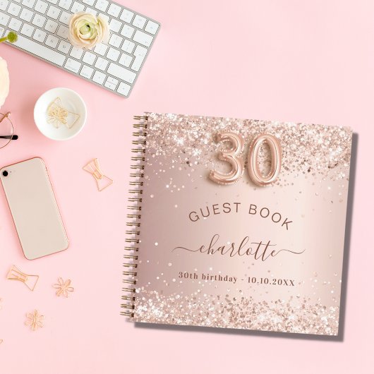 Livre d'invité 30e anniversaire rose or parties sc