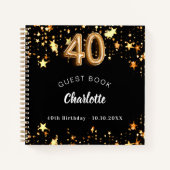 Livre d'invité 40e anniversaire étoiles d'or noir (Devant)