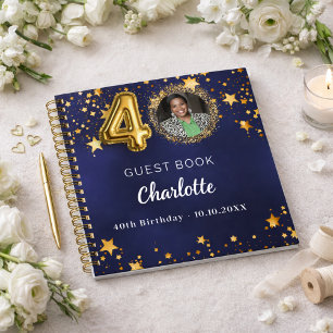 Livre d'invité 40e anniversaire marine bleu or éto