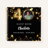 Livre d'invité 40e anniversaire noir étoiles d'or  (Devant)