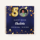 Livre d'invité 50e anniversaire marine bleu or éto (Devant)