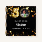 Livre d'invité 50e anniversaire noir étoiles d'or  (Devant)