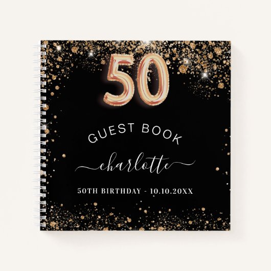 Livre d'invité 50e anniversaire noir or parties sc (Devant)