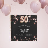 Livre d'invité 50e anniversaire noir rose étoiles 