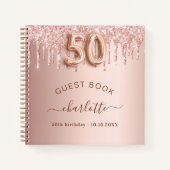 Livre d'invité 50e anniversaire rose gouttes parti (Devant)