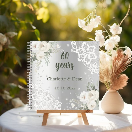 Livre d'invité 60e anniversaire mariage florale d'