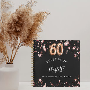 Livre d'invité 60e anniversaire noir rose étoiles