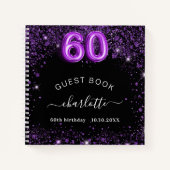 Livre d'invité 60e anniversaire noir violet nom de (Devant)