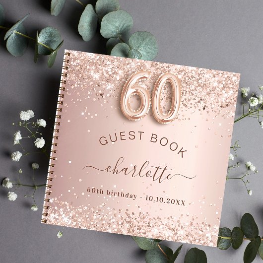 Livre d'invité 60e anniversaire rose or blush