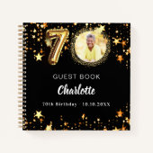 Livre d'invité 70e anniversaire noir étoiles d'or (Devant)