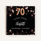 Livre d'invité 70e anniversaire noir rose étoiles  (Devant)