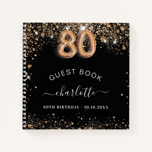 Livre d'invité 80e anniversaire noir or parties sc (Devant)