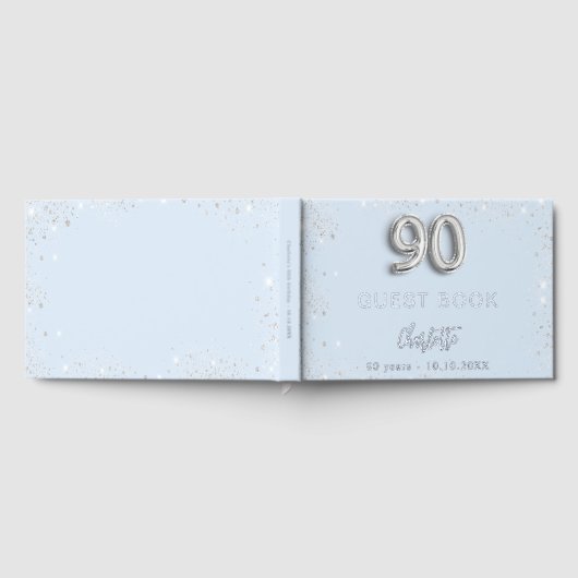 Livre d'invité 90e anniversaire bleu clair argent (Complet)