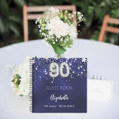 Livre d'invité 90e anniversaire marine bleu argent