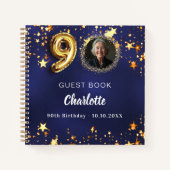 Livre d'invité 90e anniversaire marine bleu or éto (Devant)