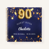 Livre d'invité 90e anniversaire marine bleu or éto (Devant)