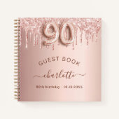 Livre d'invité 90e anniversaire rose gouttes de pa (Devant)