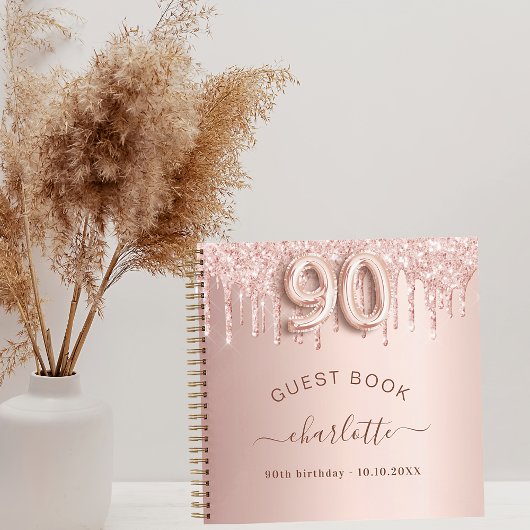 Livre d'invité 90e anniversaire rose gouttes de pa