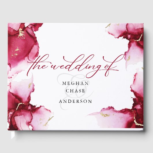 Livre d'invité Abstrait Deep Crimson Rose Red Geod (Recto)