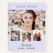 Livre d'invité, anniversaire lavande photo collage (Devant)