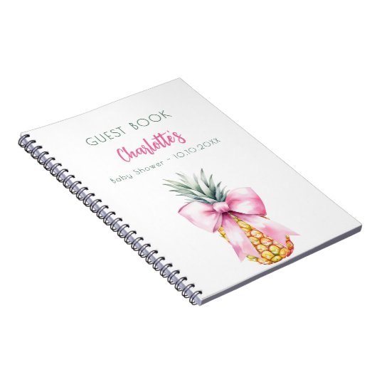 Livre d'invité baby shower arc rose ananas fille (Côté Droit)
