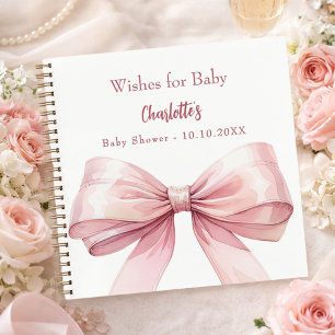 Livre d'invité Baby shower arc rose fille souhaite