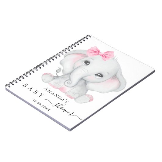 Livre d'invité baby shower fille éléphant fille ro (Côté gauche)